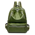 Vintage dunkelgrüner PU-Leder Rucksack für Damen mit mehreren Reißverschlusstaschen - Grün