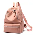 Modischer Damenrucksack aus rosa PU-Leder mit mehreren Reißverschlussfächern - Rosa