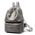 Grauer PU-Lederrucksack für Damen mit mehreren Reißverschlusstaschen für Mode und Reise - Grau