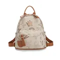 Mini-Rucksack in Beige mit braunem Buchstabendruck und goldenem Logo-Schild für Damen - Einheitsgröße / Weiß