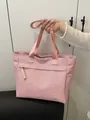 Rosa gewebte Tragetasche mit großer Kapazität für Damen und feiner Textur und Tragegriffen - Rosa