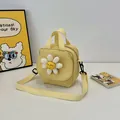 Mini yellow sunflower canvas crossbody bag with cute daisy and adjustable strap - Yellow