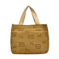 Gelbe Cord-Lunchtasche mit Cartoon-Bärenmuster und cremeweißen Tragegriffen - Khaki