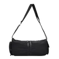Detalle del bolso de viaje negro con doble cremallera frontal y tejido de nailon duradero - Negro