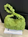 Quilted cloud bag in neon green with pleated handle and adjustable shoulder strap - Green