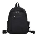 Klassischer schwarzer Nylon-Rucksack für Damen mit großem Fassungsvermögen und Reißverschluss - Schwarz