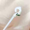 Detail of lily of the valley hair pin with white resin flowers and green enamel leaves - White Yunge Style