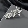 Polierte silberne hohle Haarspange mit dreischichtigem Pentagramm-Design aus Metall - Silberner Stern