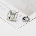 Silver hexagram brooch with crystal rhinestones on a minimalist white display card - Silver Hexagram