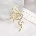 Macro shot of tulip brooch with opal petals and rhinestones on marble background - Cream White (Tulip 1)