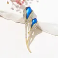 Exquisite blue tulip brooch with sparkling rhinestones set in a gold-plated flower design - Blue Tulip