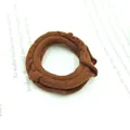 Close-up of coffee brown elastic hair scrunchie with soft ruffled edge texture - Light Coffee Pleated
