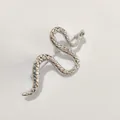 Silver snake brooch with detailed metal scales and classic S-shaped curve design - Silver Style XZ66-001