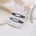 Detalle de dos pinzas para el cabello de metal negro con corazones de strass brillantes - Estilo Corazón de Diamante de Imitación (Clip BB 10 Derecha)