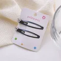 Detalle de pinzas para el cabello en metal negro con brillantes decoraciones de strass - Diseño de Forma de Oreja con Diamante de Imitación (Clip BB 11 Izquierda)