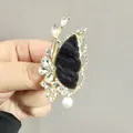 Eleganter Gold-Schmetterlingsbrosche mit blauen Flügeln und funkelnden Strasssteinen - Xz97 Schwarz