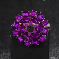Elegante broche circular dorado con cristallen púrpuras y estilo vintage retro - Guirnalda Púrpura (XZ02-008A)