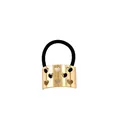 Star heart alloy hair tie with gold cutout metal buckle and black elastic band for ponytail - Hollow Heart Rectangular 5cm / Gold