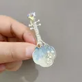 Elegante clip Pipa de plata con incrustación azul degradado y detalles de cristal - Accesorio de Cabello Pipa Clásica (F01-018 Violín Azul)