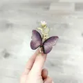 Pinza para el cabello de mariposa estilo chino con bordado púrpura y detalle dorado - Mariposa de Brillo Púrpura (F01-002 Púrpura)