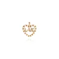 18K gold-plated heart pendant with LOVE lettering, pearls, and zircons on white background - Gold
