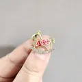 Golden rocking horse brooch with red enamel and sparkling rhinestones for bags - Fortune Red Gold Pony (XZ268 Fortune Pony)