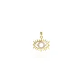Pendentif œil grec plaqué or 18 carats avec zircons brillants et détails en perles - Or