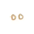 18K gold plated heart stud earrings with sparkling cubic zirconia pave setting - Gold