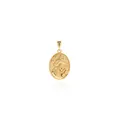 18K gold plated oval pendant featuring a vintage relief portrait of a lady and zircon stones - Gold