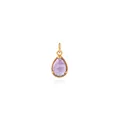Dettaglio macro di orecchini a goccia placcati oro 18K con zircone viola e pietre bianche - Goccia Colore Ametista (5549818202080) / Viola