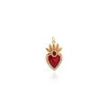 18K vergulde hart hanger met rood emaille en pavé gezette zirkoon op witte achtergrond - Goud