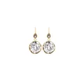 18K gold plated hook earrings with white stone inlay and zircon water drop pendants - Gold with White Stone Chips