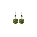 18K gold plated earrings featuring drop-shaped and round-cut olive green cubic zirconia - Gold with Green Stone