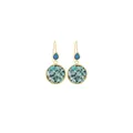 Bohemian 18K gold plated hook earrings with teardrop blue stone and turquoise inlay - Gold with Turquoise-look Stone Chips