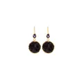 18K gold plated drop earrings with purple zircon teardrop and garnet stone cluster - Gold with Dark Purple Stone Chips