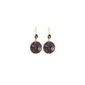 Elegant 18K gold plated hook earrings featuring round purple stone and pear-cut gemstone - Gold With Purple Stone