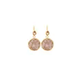 18K gold plated drop earrings featuring pink quartz stones and orange crystals - Gold With Pink Stone