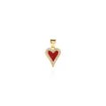 18K vergulde hartvormige hanger met rood email en fonkelende zirkonia accenten - Rood