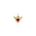 18K vergulde gevleugelde hart hanger met rode zirkoon en sprankelende details - Goud