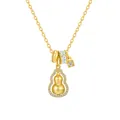 Elegant gold S925 silver gourd pendant necklace with sparkling white zircon inlays - Gourd Necklace (DY191625) / 925 Silver / Gold