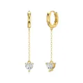 Elegant S925 sterling silver gold drop earrings with heart-shaped zircon tassels - Heart Pendant Earrings (DY110398) / 925 Silver / Gold