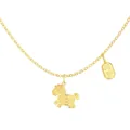 Collier avec pendentif poney doré, symbole de chance et breloque de bénédiction - Argent 925 / Or (DY191902-S-G-WH)