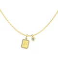 Gold S925 silver necklace with rectangular 'Le' pendant and sparkling zircon accents - 925 Silver / Gold