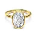 Minimalist S925 gold plated silver ring with bezel set oval clear gemstone - US 8 / Gold Oval Style (DY121599)