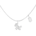 Collier en argent S925 avec pendentif cheval chanceux et gravure de pièce chinoise - Argent 925 / Or Blanc (DY191902-S-W-WH)