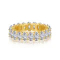Exquisite S925 sterling silver eternity ring with oval-cut cubic zirconia in gold plating - Size 5 / Gold (NE120338)