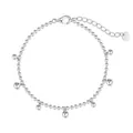 Bracelet en argent sterling S925 avec pendentifs sphériques et chaîne ajustable - Argent 925 / Or blanc