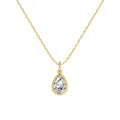 Élégant collier doré avec un pendentif en zircon blanc en forme de poire serti clos - Argent 925 / Or (DY191845-S-G-WH)