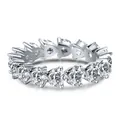Sparkling S925 sterling silver eternity band with full circle heart-cut cubic zirconia - US 5 / Platinum White