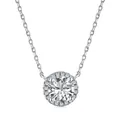 Élégant collier halo en argent sterling S925 avec pendentif rond en zircone brillant - Style Rond (DY190031)
